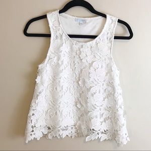 Francesca’s XS Jun & Ivy Floral White Tank